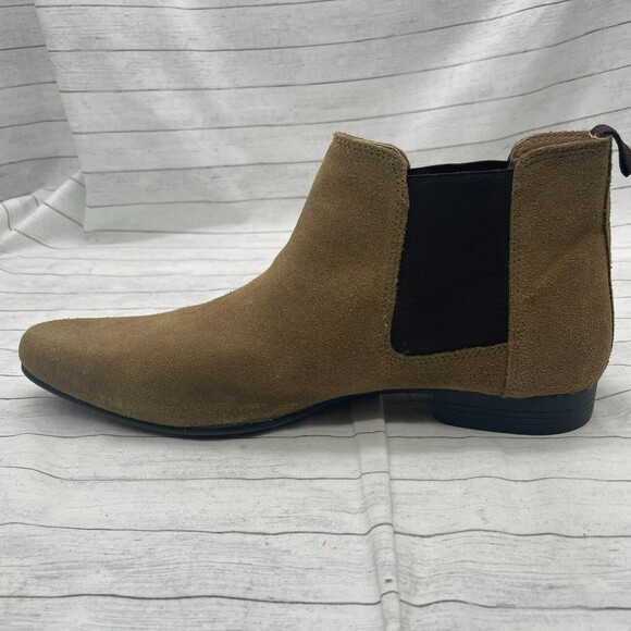  Mens Chelsea Ankle Boots Brown Size 11 Suede Slip On Elastic Sides